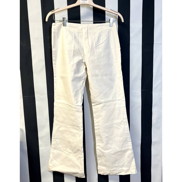 TORY BURCH Women's Zip Front Mid Rise Flared Leg Ankle Pants White Size 4 - Picture 2 of 9
